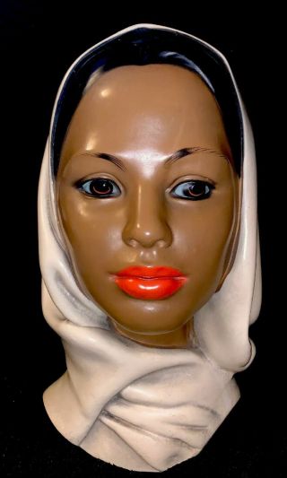 Vintage Marwal Ind Inc Chalkware Bust Of Exotic Woman Midcentury Indian Women ??