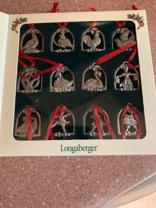 Longaberger Twelve Gifts Of Christmas Miniature Pewter Ornaments