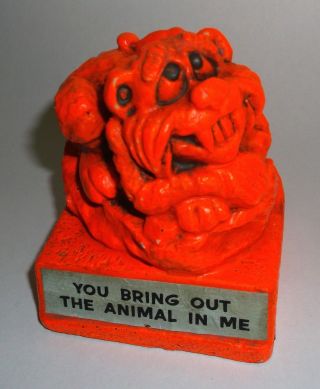Rare Vintage Paula Figurine You Bring Out The Animal In Me Orange 1976 W - 473