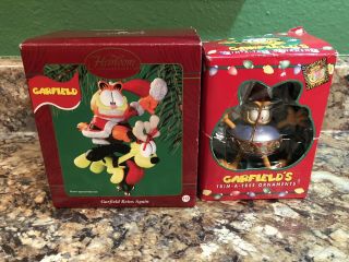 2 Ornaments Garfield Reins Again Rare Odie & Ornament Garfield