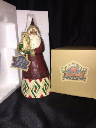 2002 Jim Shore Heartwood Creek Santa With Cat Figurine 105167 Box