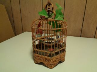 Hand Made Chinese Bamboo & Wood Asian Bird Cage