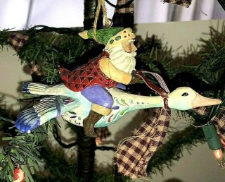 Jim Shore Christmas Ornament Santa Riding Flying Goose