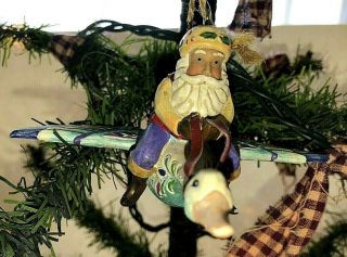 Jim Shore Christmas Ornament Santa Riding Flying Goose 2