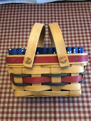 Longaberger 1999 Woven Traditions Tea Basket With Liner,  Swing Handles