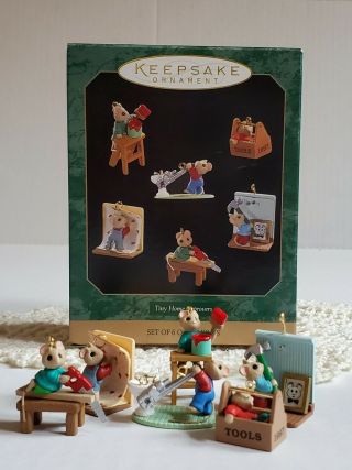 Hallmark Tiny Home Improvers 1997 Mice Miniature Ornaments Set Of 6