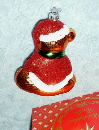 Christopher Radko Teddy Bear with Present Christmas Ornament VGC 2