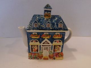 Blue And White English Cottage House Teapot