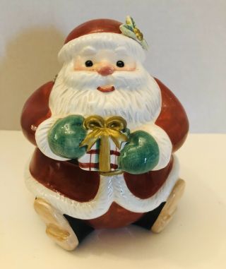 Fitz And Floyd Holiday Cheerful Santa Claus Christmas Cookie Jar