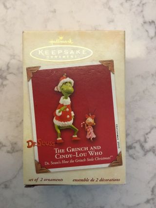 Hallmark Keepsake Ornament.  2003.  The Grinch And Cindy - Lou Who.  Dr.  Seuss