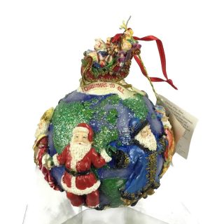 Retired 2001 Christopher Radko Santas Around The World Resin Christmas Ornament