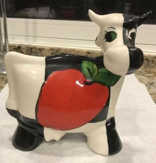 Turov Art Collectible Ceramic Cow Figurine Signed Hand Painted