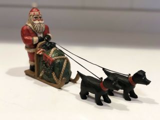 Midwest Of Cannon Falls Santa Sleigh Pulled By Black Labrador Retrievers Signed