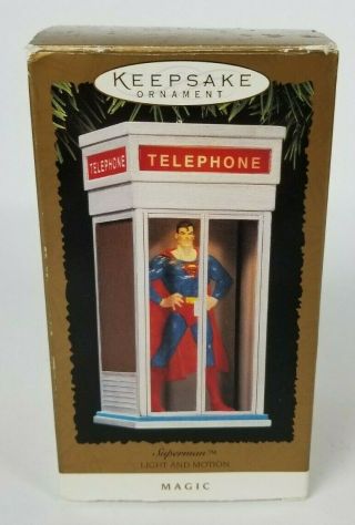 Hallmark Superman Keepsake Christmas Ornament Light Up Phone Booth 1995