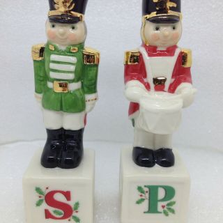 Lenox Christmas Toy Soldier Nutcracker Salt & Pepper Shakers Set Porcelain