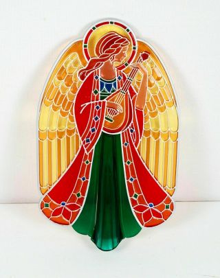 1979 Hallmark Christmas Angel Tree Topper Acrylic Stained Glass Look