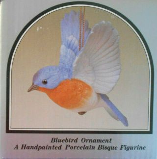 Andrea By Sadek Bluebird Porcelain Bird Ornament Figurine Blue W Box