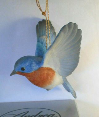 ANDREA BY SADEK Bluebird PORCELAIN BIRD ORNAMENT FIGURINE blue w BOX 2