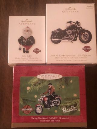3 Harley Davidson Hallmark Ornaments