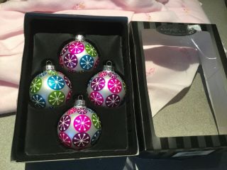 Box Of 4 Christopher Radko Glass Ball Christmas Ornaments