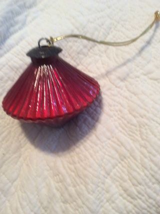 Kugel Midwest Christmas Ornament Red Heavy Glass Ribbed Top Shaped Decoration