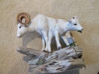 Homco Masterpiece Porcelain Ram And Lamb Figurine 1984