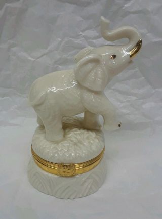 Lenox Treasures The Good Luck Elephant Hinged Trinket Box Porcelain 1st Issue