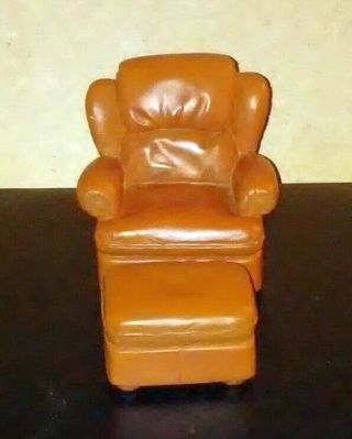 1999 Take A Seat By Raine Brown Leather Easy Chair & Ottoman 24002 Man Cave