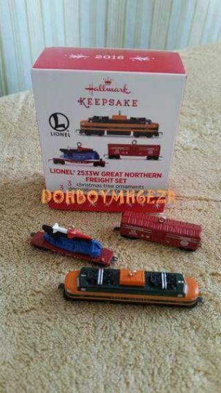 Hallmark 2016 Lionel 2533w Great Northern Freight Mini Train Ornament Set