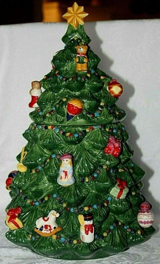 Christopher Radko Traditions Holiday Celebrations Christmas Tree Cookie Jar 14 " H