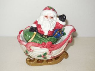 1993 Fitz & Floyd Santa Claus Sleigh Holiday Christmas Salt & Pepper Shakers