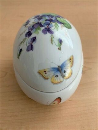 Limoges Egg Shape Flowers & Butterflies Hand Painted Porcelain Trinket Box 2