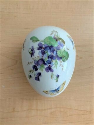 Limoges Egg Shape Flowers & Butterflies Hand Painted Porcelain Trinket Box 3