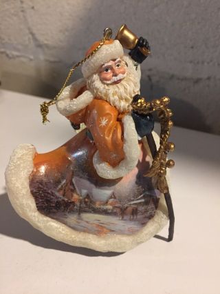 " Thomas Kinkade " Old World Santa Ornament " Jingling Sleighbells " Ashton Drake