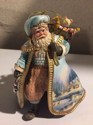 " Thomas Kinkade " Old World Santa Ornament " Woodland Christmas Santa " Ashton Drake