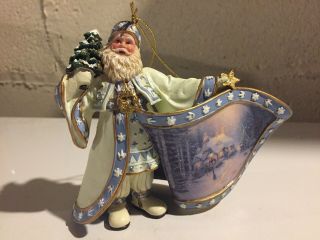 " Thomas Kinkade " Old World Santa Ornament " Frosty Christmas Eve " Ashton Drake