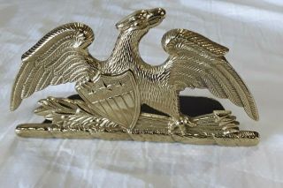 Va Metal Crafters Book End Spread Eagle Shield Brass 1952 7.  5 " Vintage Bookend