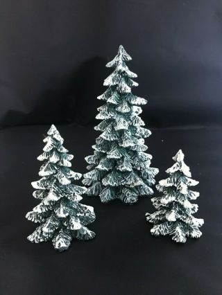Dept.  56 Snow Village Evergreen Christmas Trees Cold Cast Porcelain - Retired