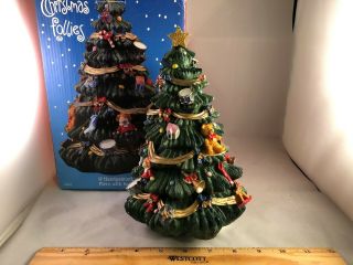 Large Spinning Christmas Tree " We Wish You A Merry Christmas " Music Box W/box