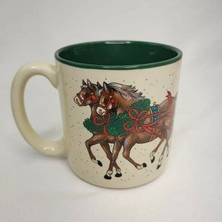 Potpourri Press Horse Sleigh Christmas Coffee Cup Mug 1987