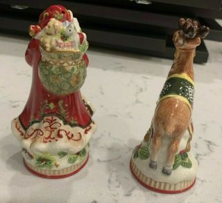 Fitz & Floyd St.  Nick Salt & Pepper Shakers Santa & Reindeer