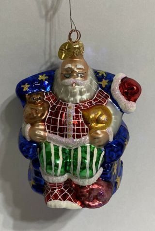 Christopher Radko Cat Nap Christmas Ornament,  Santa In Chair With Cats