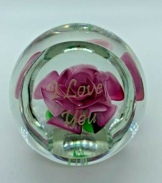 Dynasty Gallery Glass Paperweight With Rose Inside Heirloom Collectibles Art