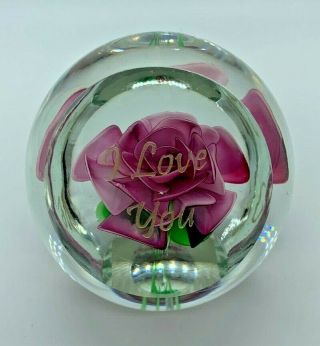 Dynasty Gallery Glass Paperweight with rose inside Heirloom Collectibles Art 2