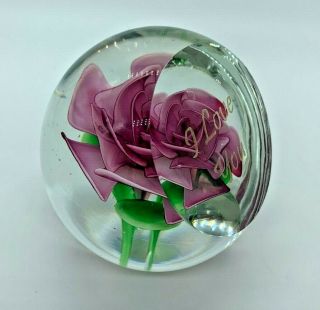 Dynasty Gallery Glass Paperweight with rose inside Heirloom Collectibles Art 3