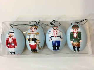 4 Nutcracker Egg Ornament Set Christmas Hand Painted The Bombay Company