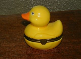 Dept 56 Just Ducky Yellow Duck Hinged Trinket Box