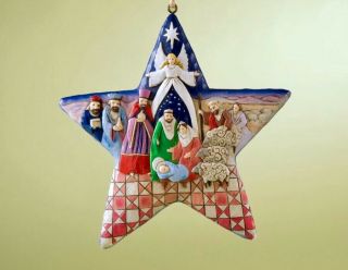 Jim Shore Heartwood Creek Nativity Scene Star Christmas Ornament 4010627