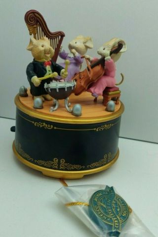 Enesco Musical Society " Merry Mouseicians " Mini Action Music Box Plonaise 1993