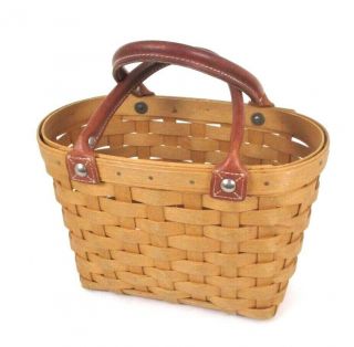 Longaberger Small Boardwalk Basket Purse Leather Strap Handles 2003 7 X 6 "